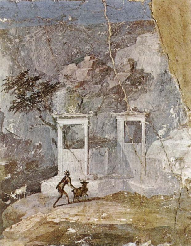 Wall painting a pastoral scene in the romantic style,from pompeii, unknow artist